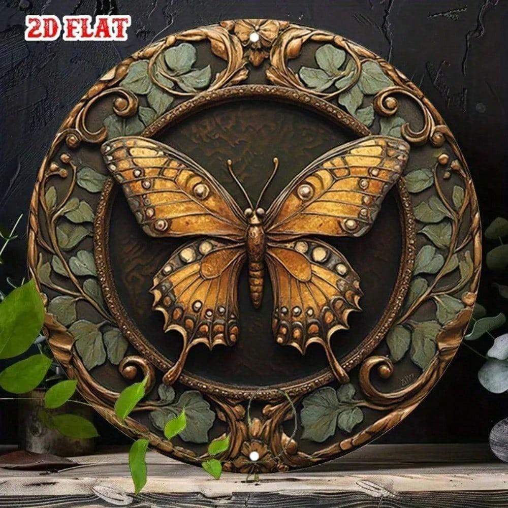 Vintage Gold 3D Butterfly Wall Sculpture, Bionic Insect Metal Decor for Home Cafe Living Room