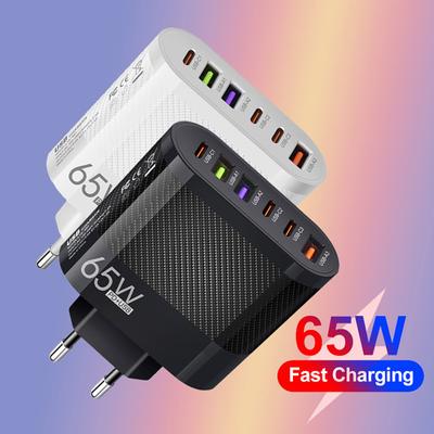 Ładowarka wielofunkcyjna z 3 portami USB i 3 typu C, przenośna ładowarka do telefonu z wtyczką UE do podróży, biura domowego