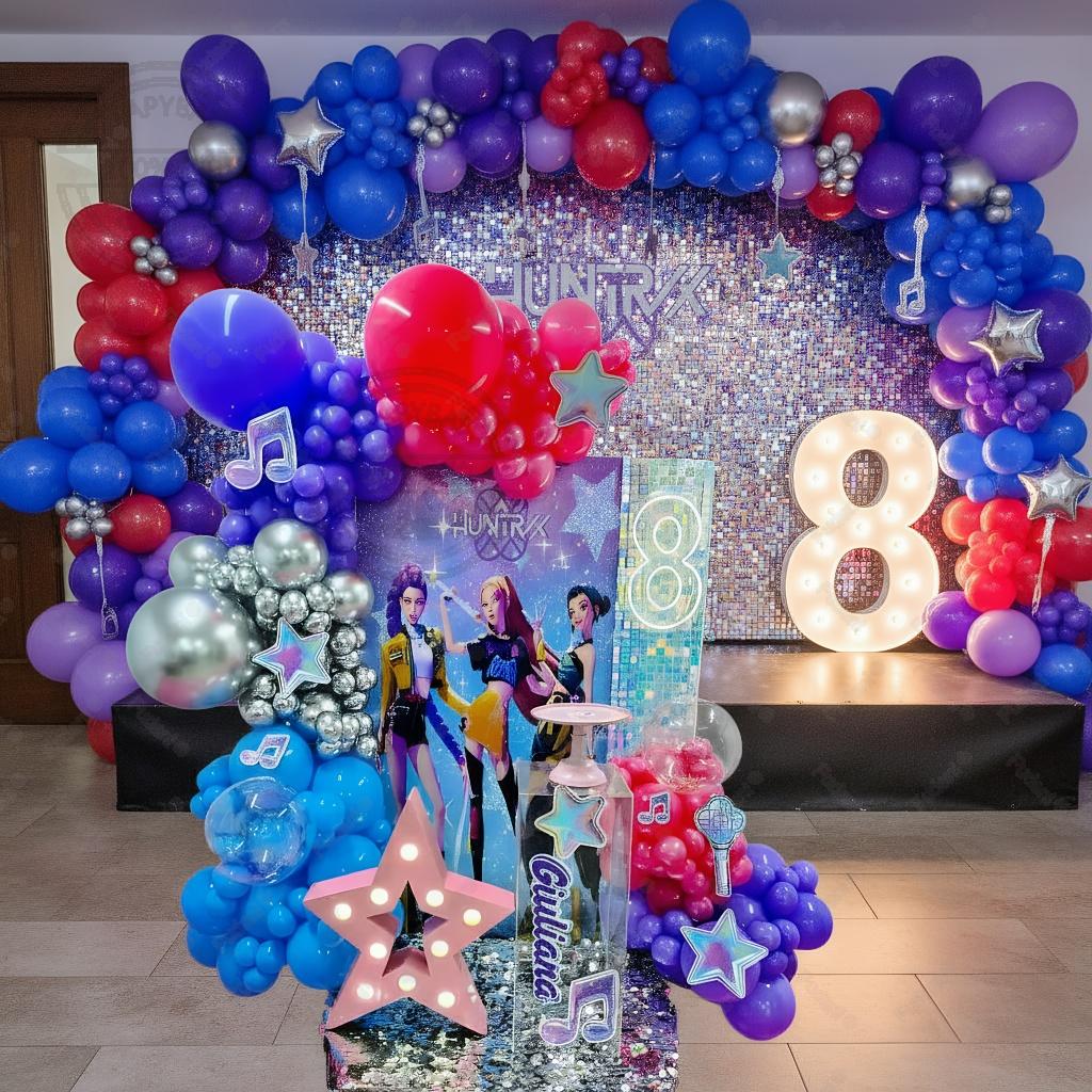 145pcs Hot Girl Group Themed Purple Garland Arch Balloons White Number Happy Birthday Party Kids Baby Shower Gifts Decorations
