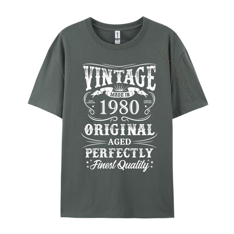 Men's T-Shirt 1980 Original Birth Year Vintage Made In 1980 T-shirts Fitness Tight Tees New Arrival Print Slim Fit Tops Shirt