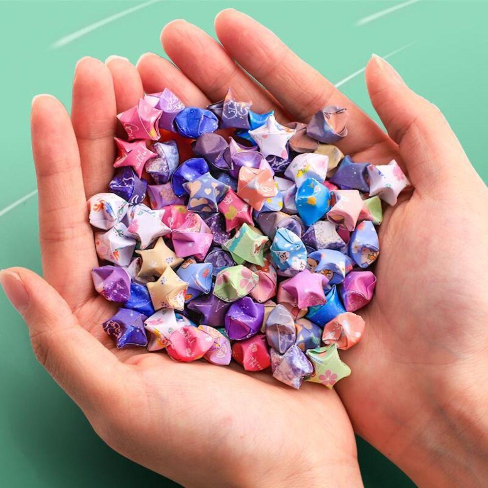 210pcs Gradient Color Folding Paper Strips DIY Handmade Paper Folding Pentagram Folding Paper Gift