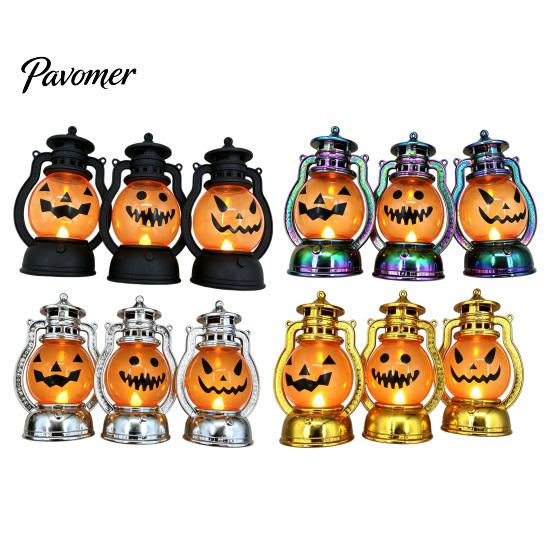 Durable Plastic Lamp Halloween Pumpkin Lantern, Flickering LED Lamp, Vintage Handheld Spooky Night Decor Oil for Tabletop Indoor Outdoor Party