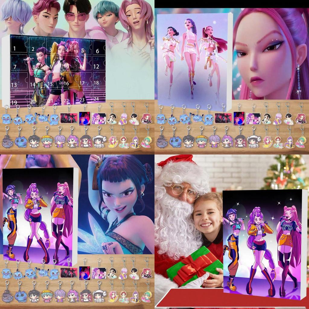 Kpop Girl Group Christmas Countdown Calendar Acrylic Bag Charm With 24 Pieces For Holiday Decor