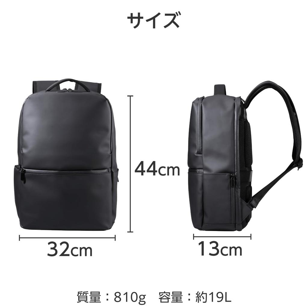 ELECOM Backpack, Square, Fits up to 15.6 inches, Water-Repellent, Large Capacity, 19L, Black, BM-XBPSQ01BK