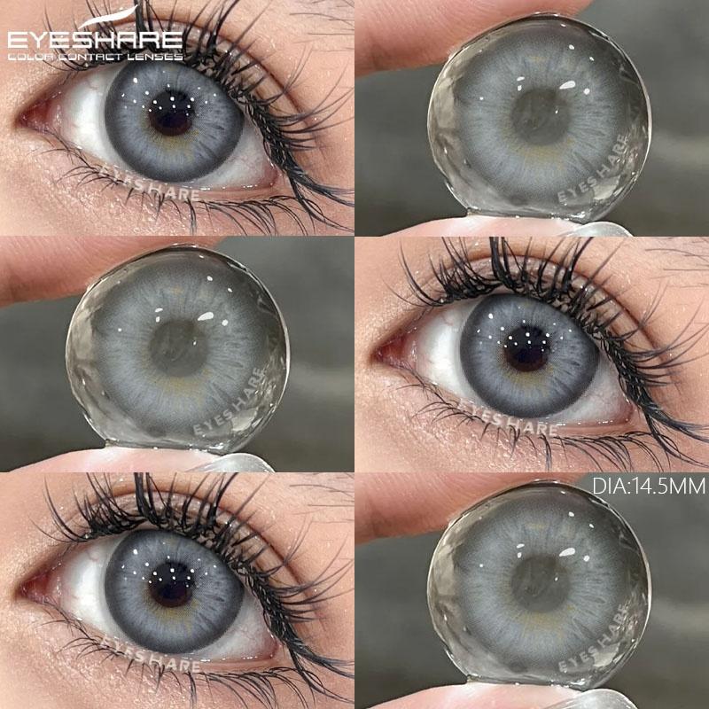 1 Pair Colored Contact Lenses for Eyes Black Big Lens Gray Pupils Lenses Brown Lenses Fashion Eye Contacts Yearly