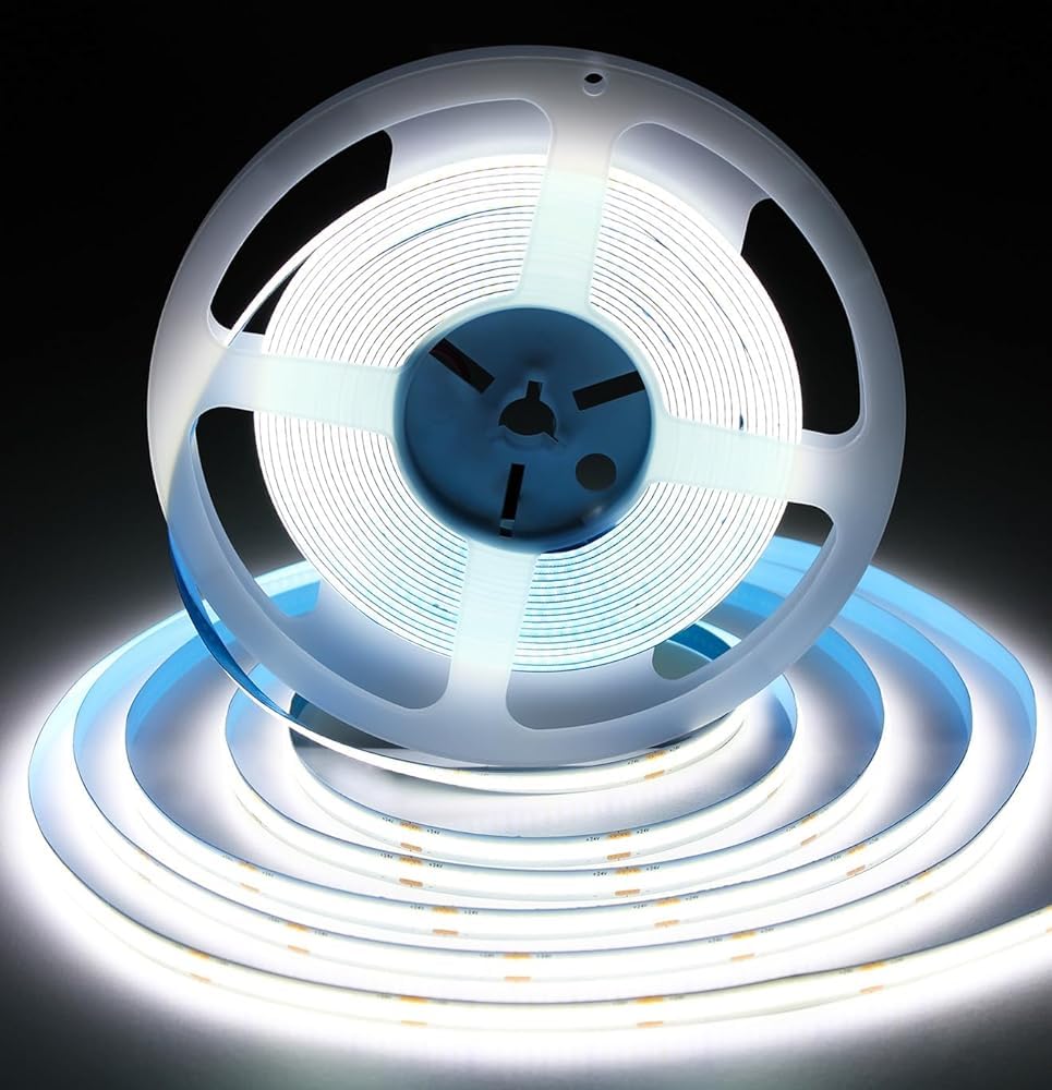 

iNextStation COB LED Strip Light, 10m, 24V, Daylight White, High Brightness, CRI93+, 8mm Wide, Double-Sided Tape, Cuttable, 320 LEDsm, for Bedrooms,