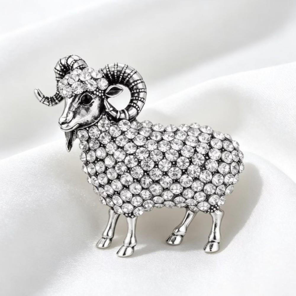 Rhinestone Animal Brooch Creative Jewelry Accessories Gifts New Year Sheep Brooches  Festival