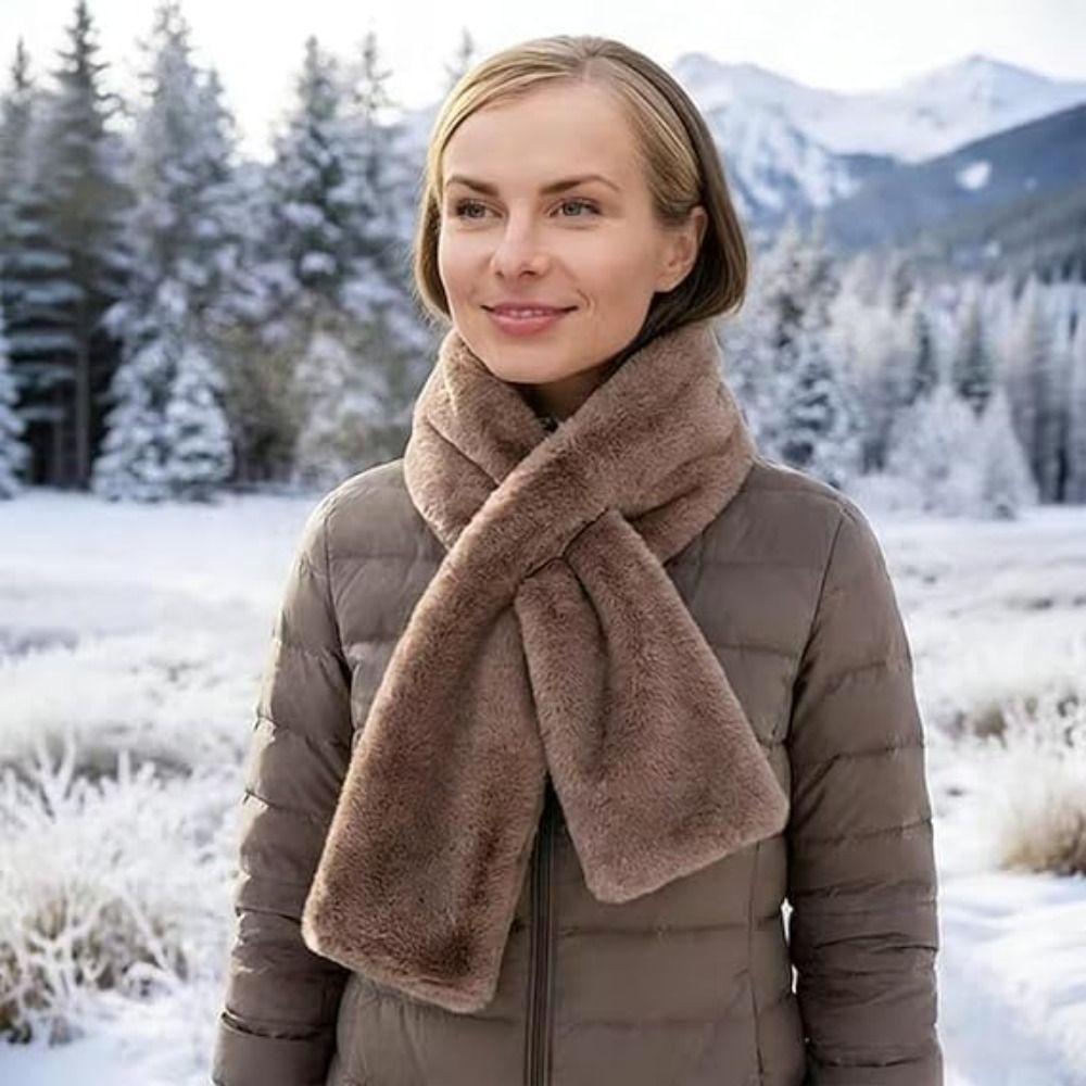 Soft Scarf with Hidden Zipper Pocket Phone Storage Faux Fur Scarf Outdoor Activities