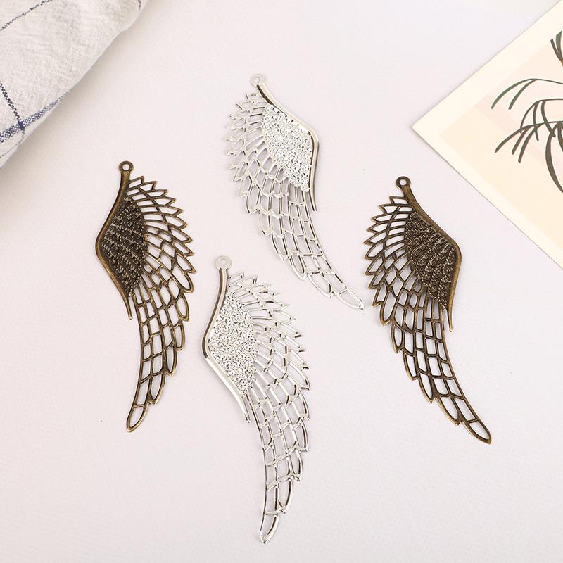 10Pcs Gold Color/Silver/Bronze Filigree Wraps Angel Wings Pendant Metal Crafts For Diy Headwear Jewelry Making Accessories
