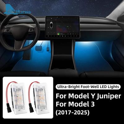 Ultra-Bright Interior Foot-Well Lights for Tesla Model Y Juniper 2025- Model 3 Highland 2018-2024 Model S/X LED Bulbs Kit