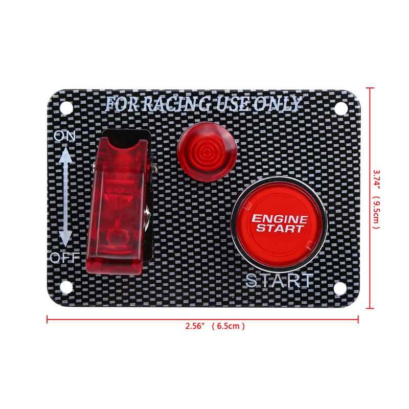 12V Racing Car Ignition Switch Panel Engine Start Push Button LED Toggle Racing Panel W/Indicator Light Carbon For Touring Cars