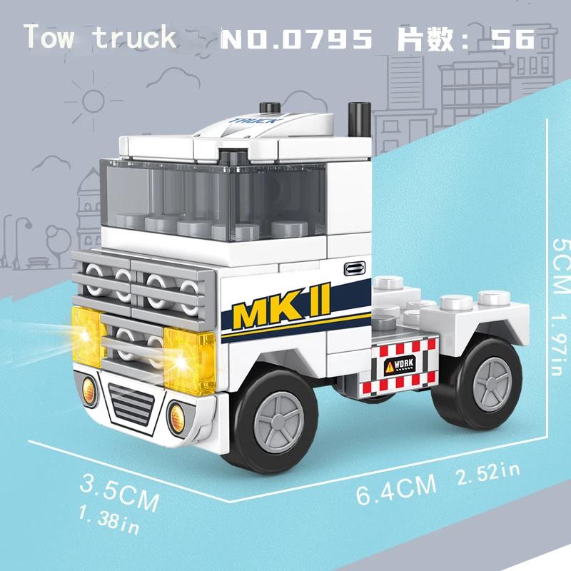 Different Kinds Small Particle Building Blocks for City Vehicles, Cars, Cranes, Fire Trucks, Puzzle Toys, Holiday Gifts for Boys
