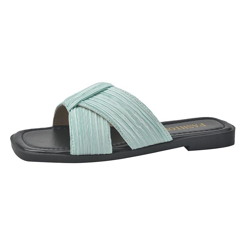 One-word Slippers for Women's New Summer Large-size Cross-strapped Breathable, Light and Cool Slippers