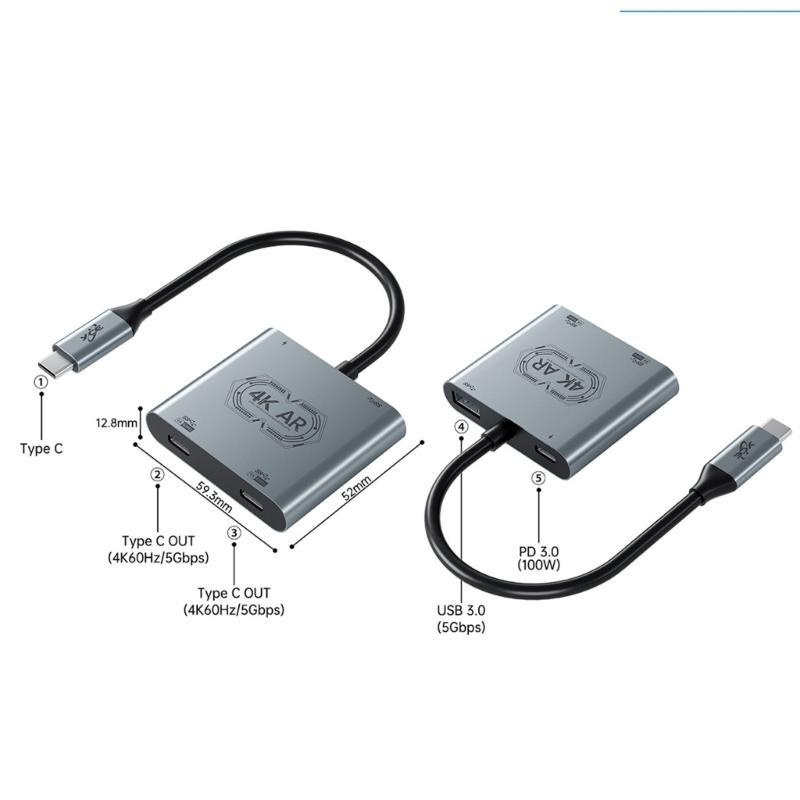 USB C To Double AR Glasses Adapter With Fast Charging And USB 3.0 Data Transfer For Gaming Consoles Laptops