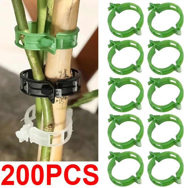 200/50PCS Plant Support Clips Reusable Plastic Connects Vine Fixing Clip Tomato Grape Vegetable Plants Holder Buckle Garden Tool