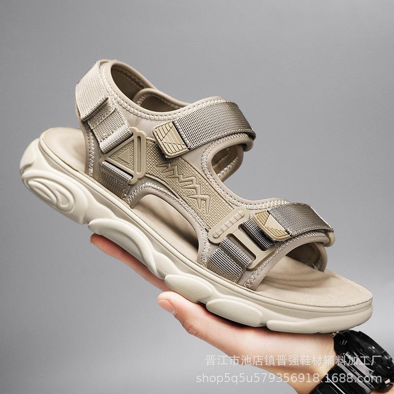 

Летние новые пляжные шлепанцы для улицы, универсальные мужские сандалии двойного назначения, нескользящие, дышащие, модные, универсальные шлепанцы 44 песочный