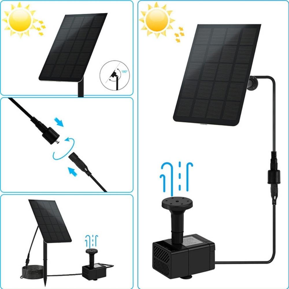 Solar Water Pump Adjustable Nozzles 1.5/2.5W Solar Panel Powered Fountain System for Indoor/Outdoor Ponds Gardens & Bird Baths