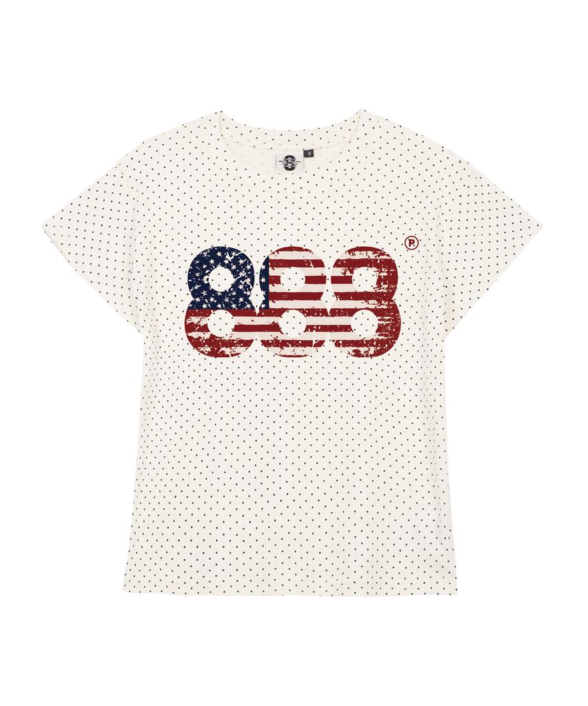 PRIMATE Usa Number.888 Women'S Polka Dot Short Sleeve T-Shirt 3 Colors