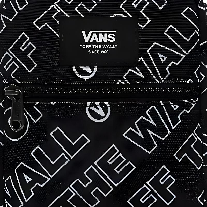 Vans Solid Color Printed Design Zipper Closure Nylon Shoulder Crossbody Bag Unisex bags Black VN0A3I5SZXH