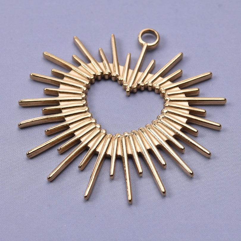 6pcs/Lot Different Heart Pendants For Jewelry Making Supplies 18k Real Gold Plated Stainless Steel Charms Bulk Sun Flower Charm