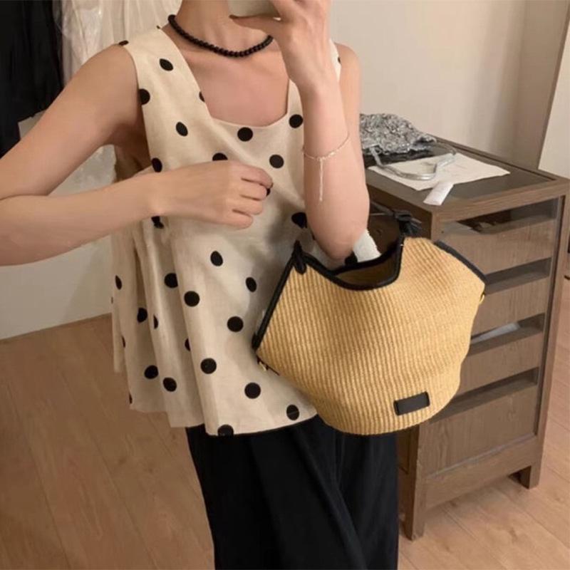 Summer Straw Woven Handbag, Casual and Laid-back Leather Women's Bag, High-end Texture, Versatile Shoulder Bag, Handcrafted Texture