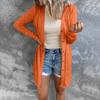 Women's Solid Color Long Sleeve Open Front Cardigan with Button Casual Loose Longline Outerwear