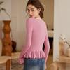 Bailuyu Women's V-Neck Ruffle Knit Sweater with Detachable Flower