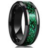Fashion 8mm Men's Stainless Steel Celtic Dragon Ring Inlay Red Green Black Carbon Fiber Ring Wedding Band Charm Jewelry Gifts