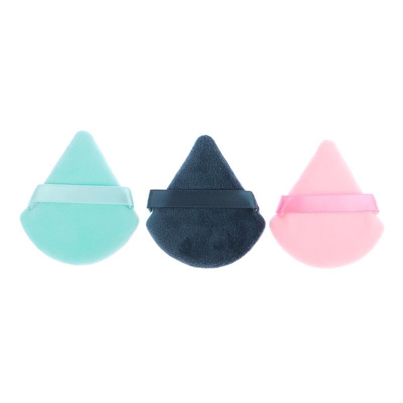 12Pcs Triangle Velvet Powder Puffs Mini Finger Puffs Washable Blend Cosmetic Accessories For Girls Women