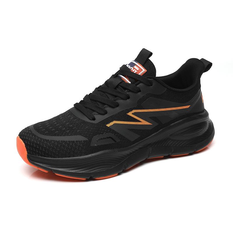 Men's shoes spring and summer new mesh breathable lightweight soft-soled casual shoes thick-soled non-slip versatile black running sneakers