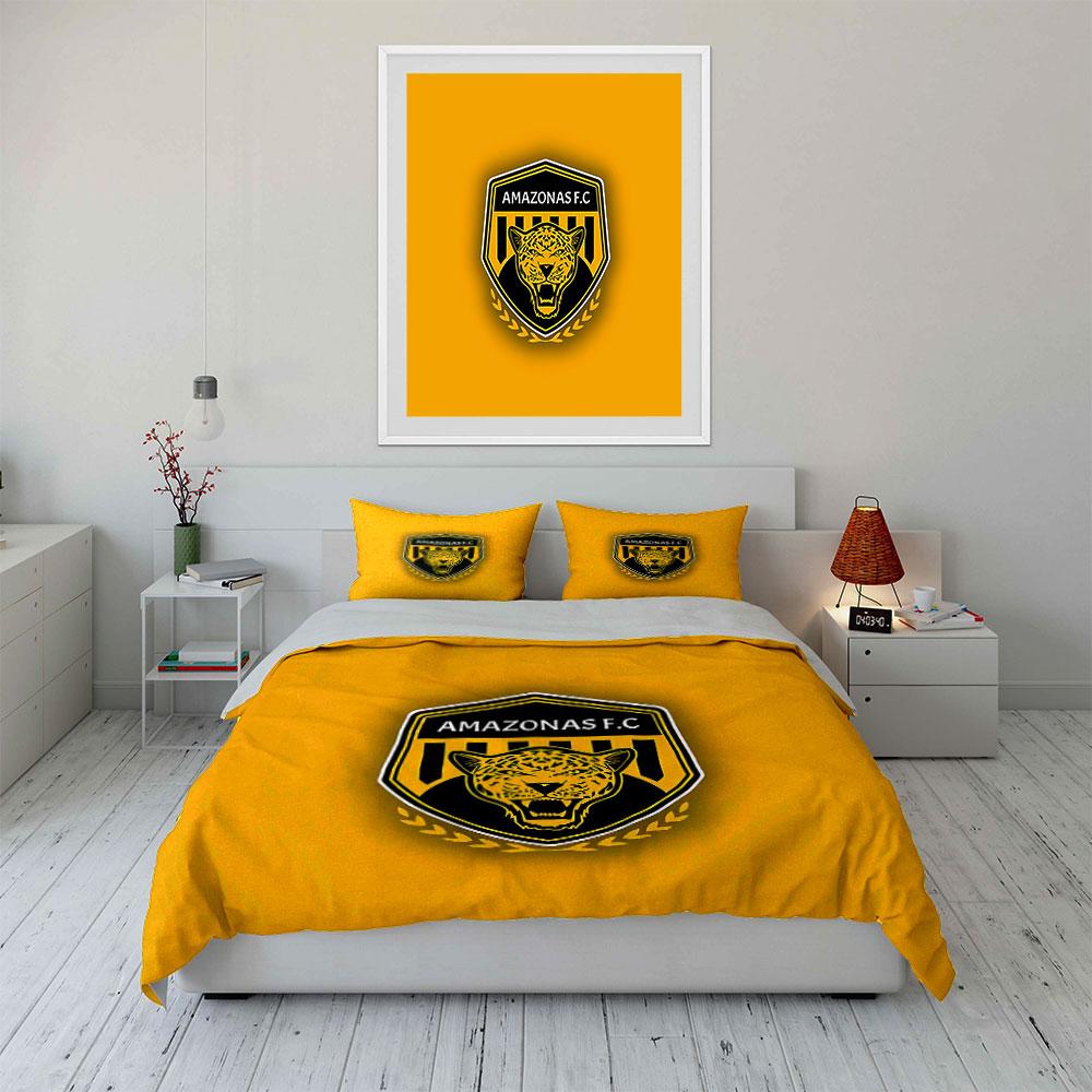 Amazonas FC Leopard Emblem Bedding Duvet Cover Set Duvet Cover Pillowcases (1*Duvet Cover 2*Pillowcases, without duvet insert)