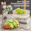 PET Glacier Fruit Bowl Gold-Trimmed Edge Thickened Shatterproof Snack Display Plate Large Capacity Glacier Texture