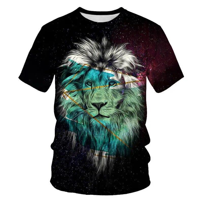 König der Tiere Löwe-Grafik-T-Shirts für Männer Sommermode Tiermuster-Druck-T-Shirt Lässiger cooler Stil Persönlichkeits-T-Shirt