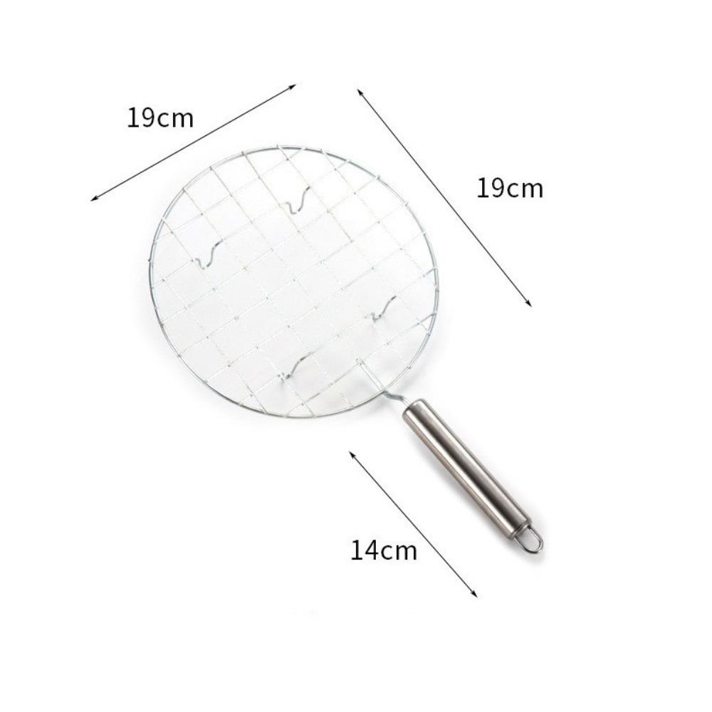 Stainless Steel BBQ Grill Net Non Stick Round Shape Cooking Rack With Handle Multi Functional Wire Roaster Camping Picnic