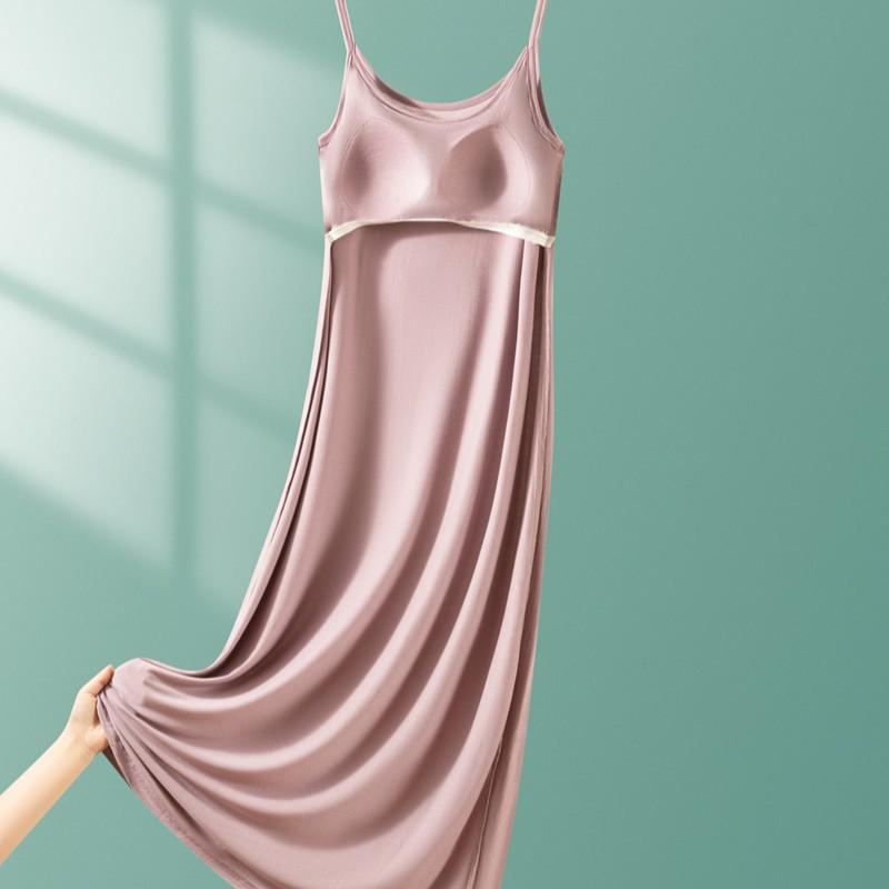 Modal Strappy Built-in Bra Summer Sleeveless Dress for Women 2025