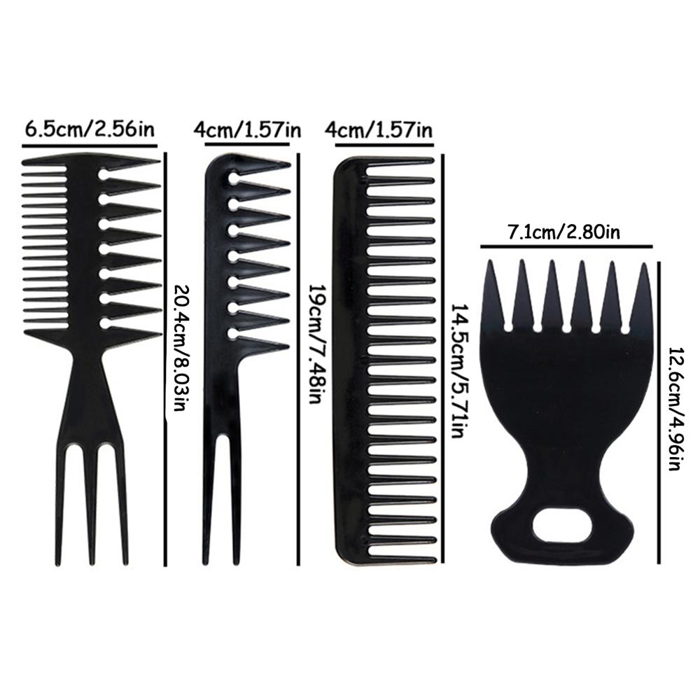 4pcs/1 Set Vintage Style Hair Comb Kit for Dual-Sided Barber Comb with Hair Clips Pomade for Classic Slicked Back Hairstyles