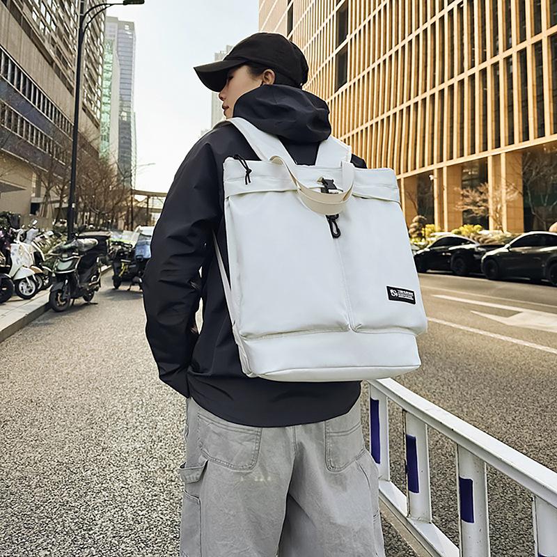 Plecak studencki dla mężczyzn i kobiet do dojazdów, torebka, jednolity kolor, casualowa torba typu tote, duża pojemność, wodoodporny plecak nylonowy