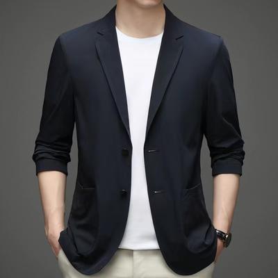 Herren Sommer Dünne Lässige Einzelne Anzugjacke für Junge und Mittelalte Business Casual Einfache Zweiknopf-Anzugjacke