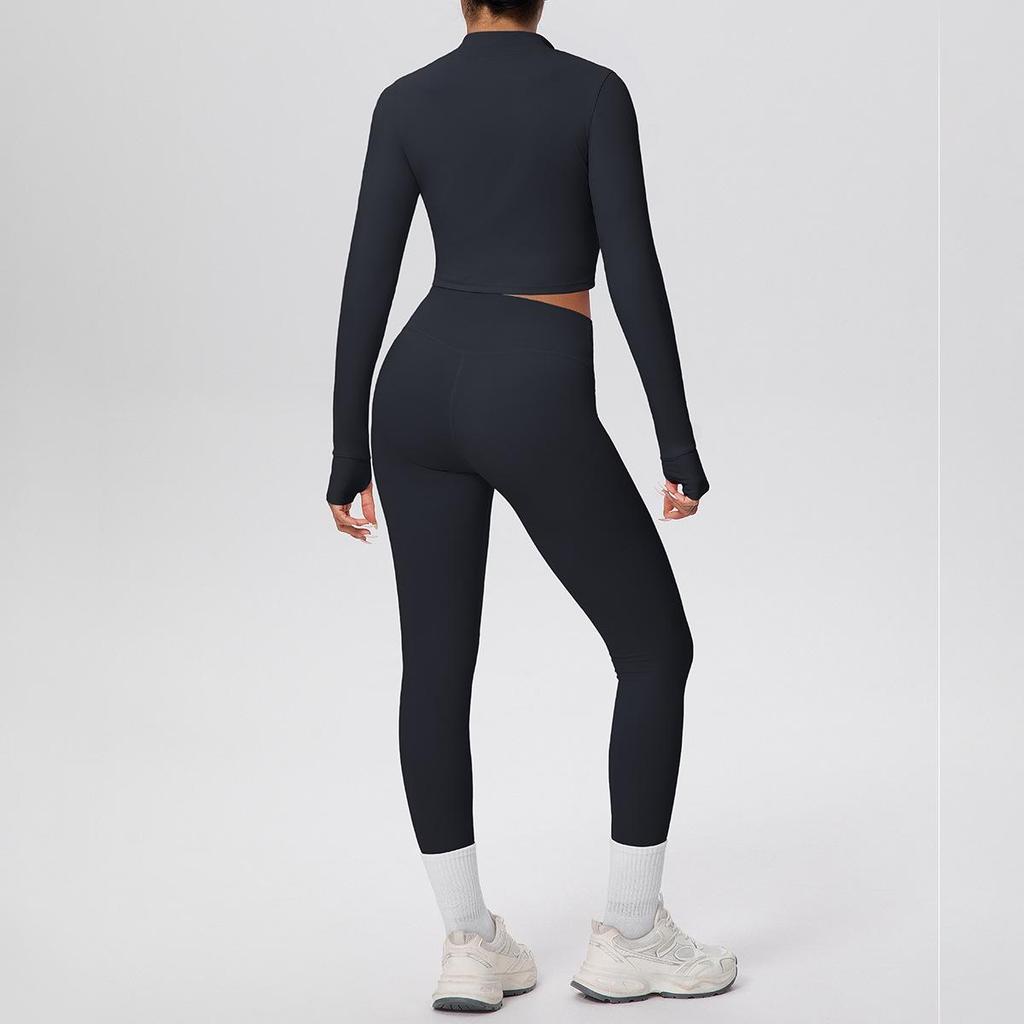 Solid Color Racerback Yoga Three-piece Set for Fitness & Running