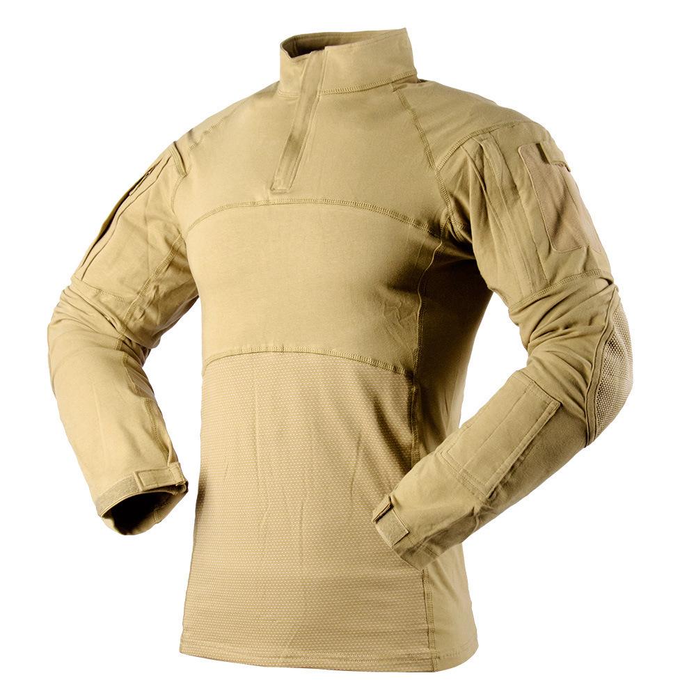 Maglia Tattica da Combattimento da Uomo Traspirante ad Asciugatura Rapida con Camouflage a Maniche Lunghe