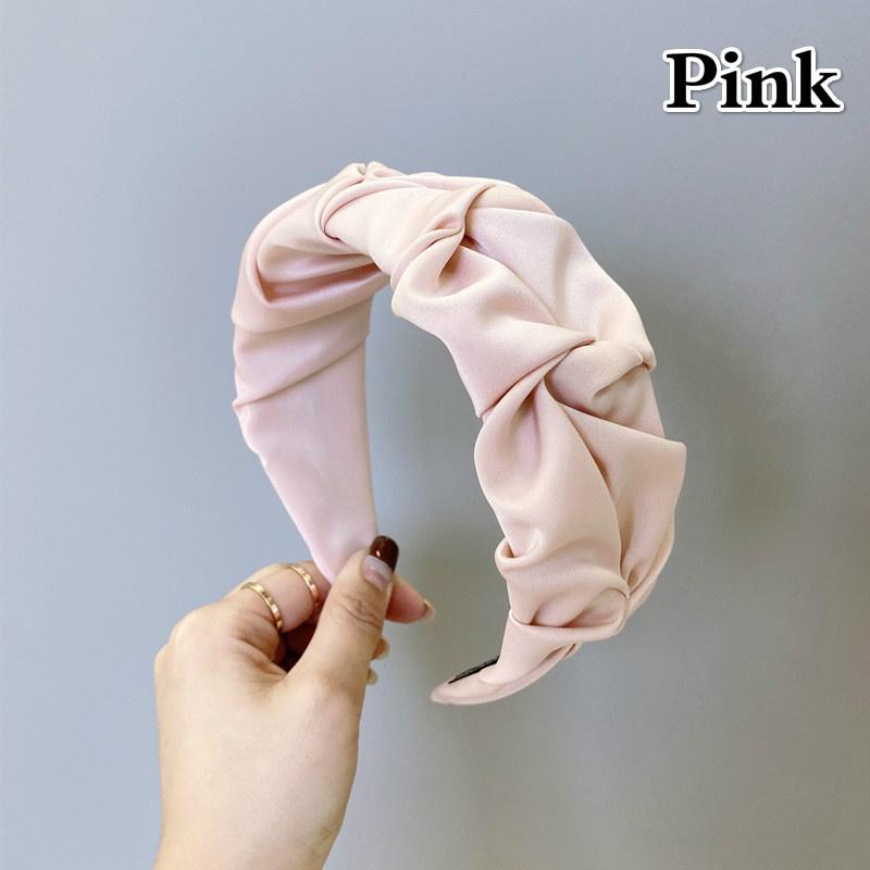 Fashion Women Pleated Wide Side Hairband Candy Color Hair Hoop Hair Accessories