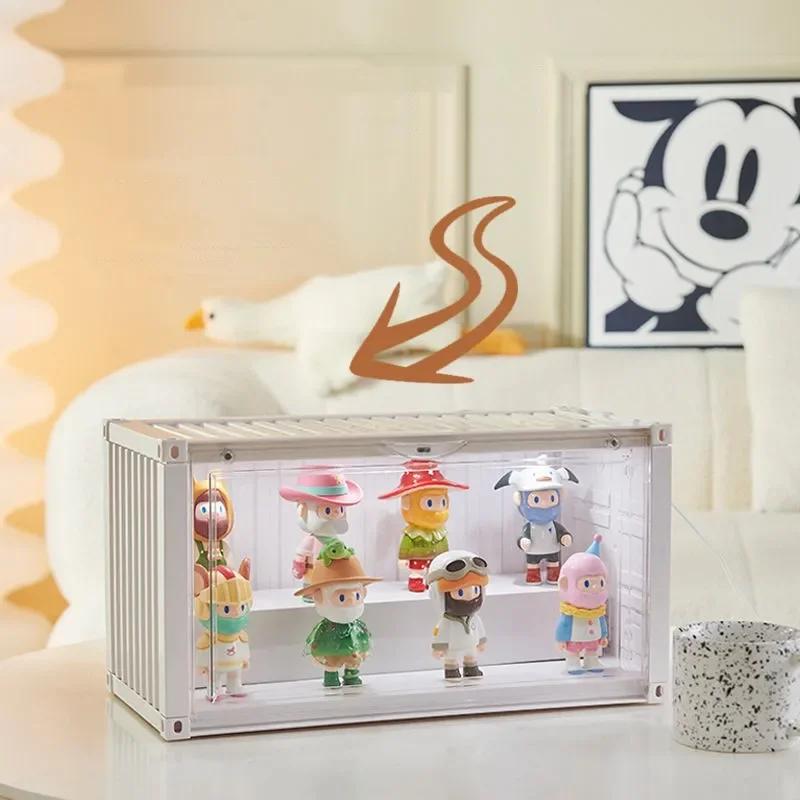 Doll Toy Storage Box with Light Blind Box Display Stand Dustproof Stackable Organizer Case for Figures Showcase Organizer Boxes