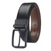 Extra Long Men's Reversible Leather Belt with Rotatable Pin Buckle