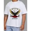 Crew Neck T Shirt White Eagle and Roses Rock Festival Authority Print Unisex Casual Wear for Music Events and Daily Outfits