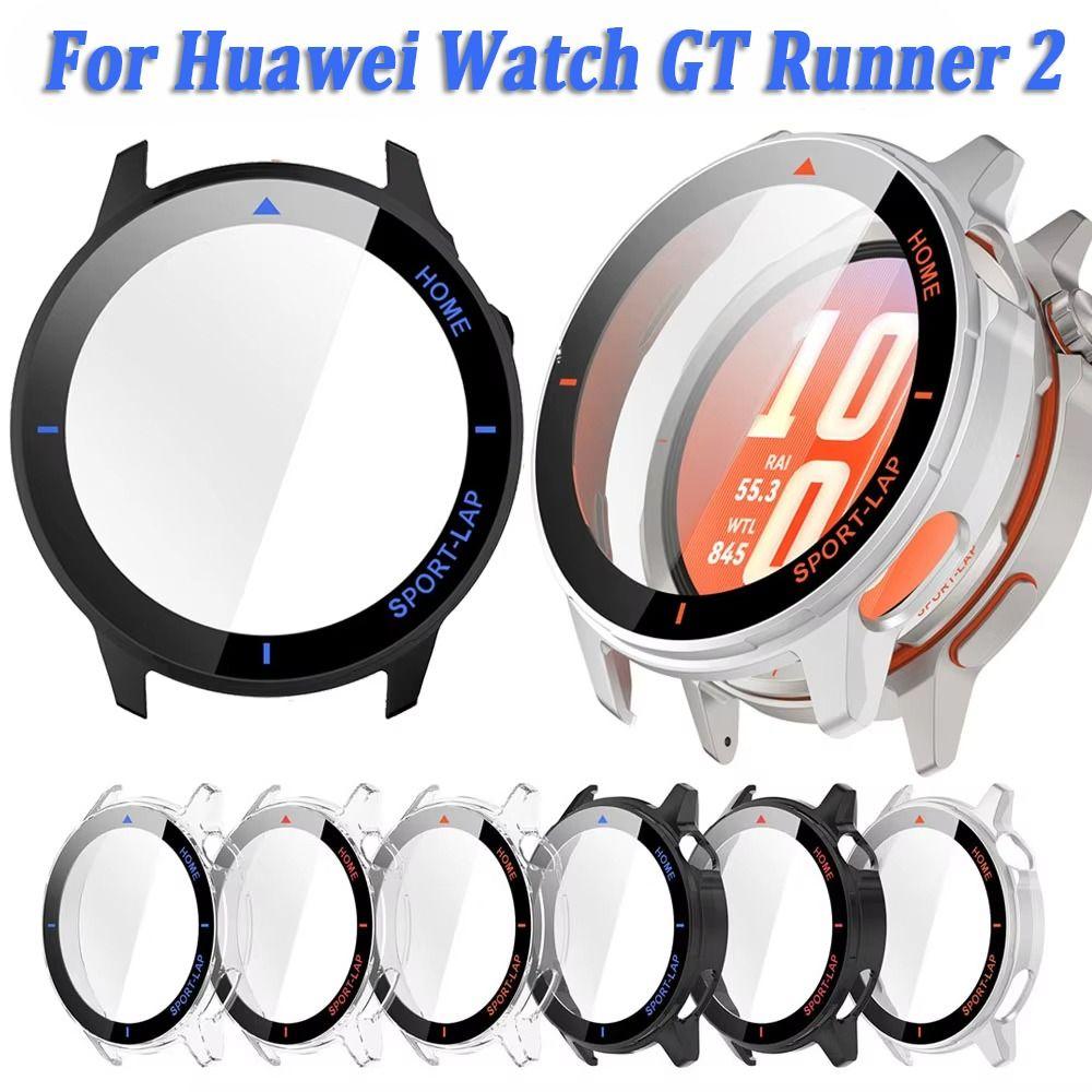 PC+Tempered Protective Case Full Coverage Shockproof Screen Protector Anti-Scratch Cover Shell for Huawei Watch GT Runner 2