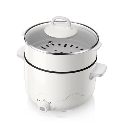 220V 2.5L Electric Cooking Pot Multifunction Mini Hot Pot Non-stick Multi Cooker Electric Steamer Hotpot White/Pink Color