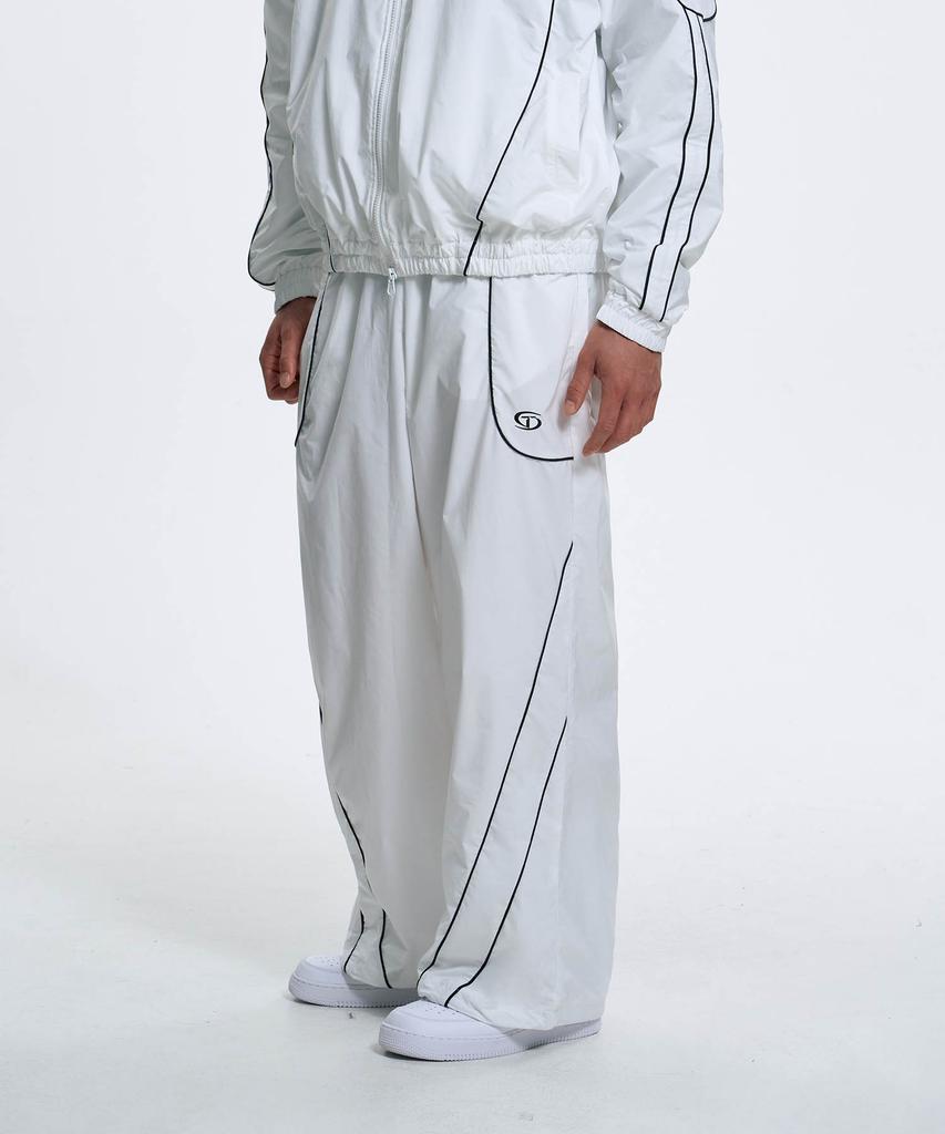 Toleonseu Curved Piping Wide Pants - White