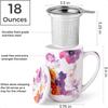 Porcelain Tea Mug with Infuser and Lids 18 Oz Large Cup Strainer with Bag Holder for Loose Leaf Tea Steeping Coffee Mug for Hou