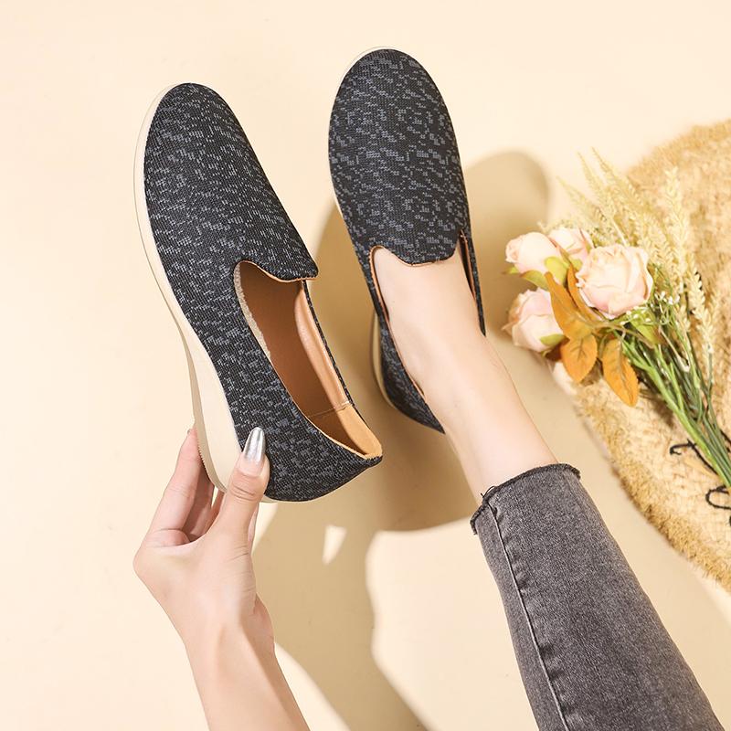Fashion Women Flats New Spring Autumn Flat Loafers Fashion Leisure Flat Shoes Women Round Knitting Elastic Comfortable Sneakers Women