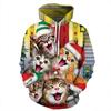 Christmas Halloween Cat Selfie 3D Print Hoodie Couples Casual Loose Fit